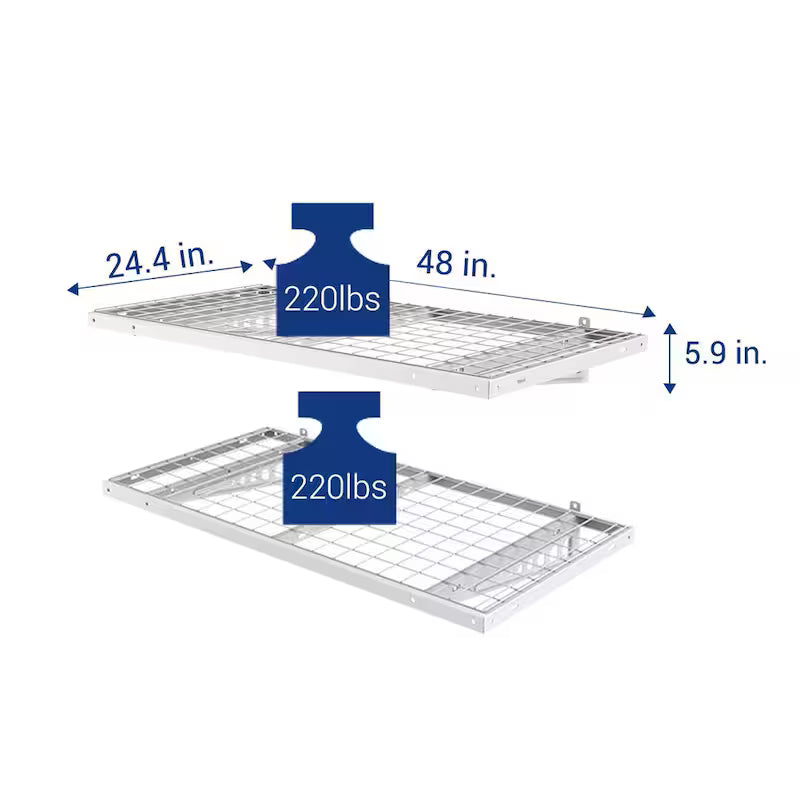Heavy Duty Wall Shelf with Brackets in White S282