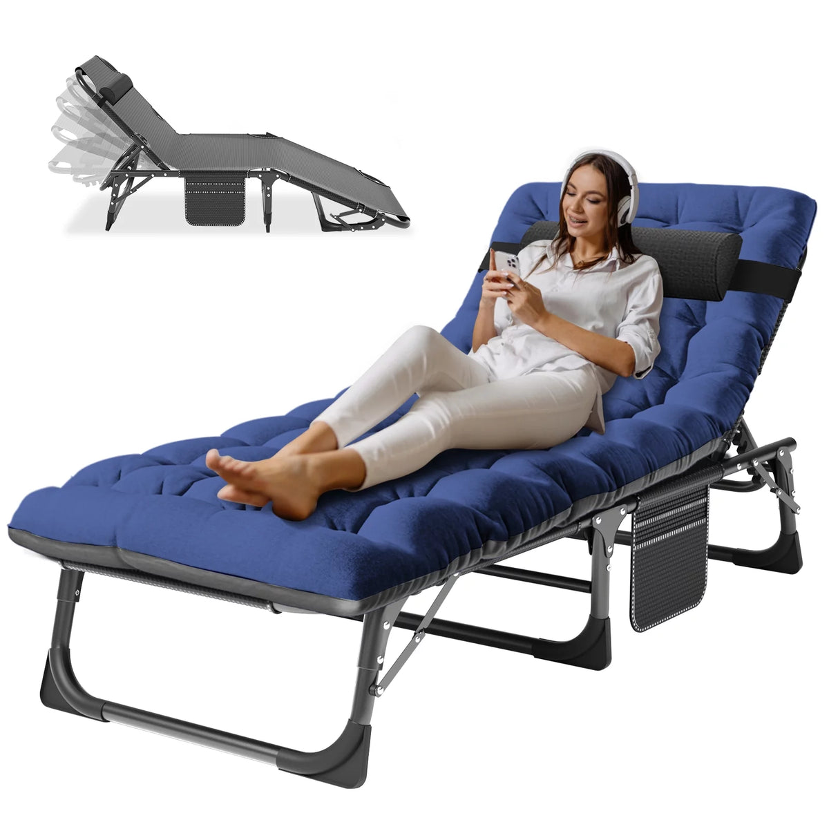 Folding Camping Cot with Mattress and Pillow Y578