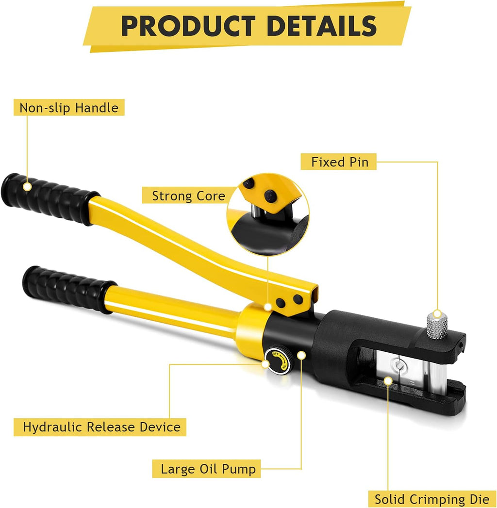 16 Ton Hydraulic Wire Crimping Tool Set with 11 Dies V788