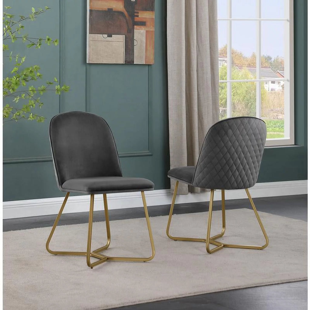 5pc Black Wood Dining Table with 4 Dark Grey Velvet Chairs V381