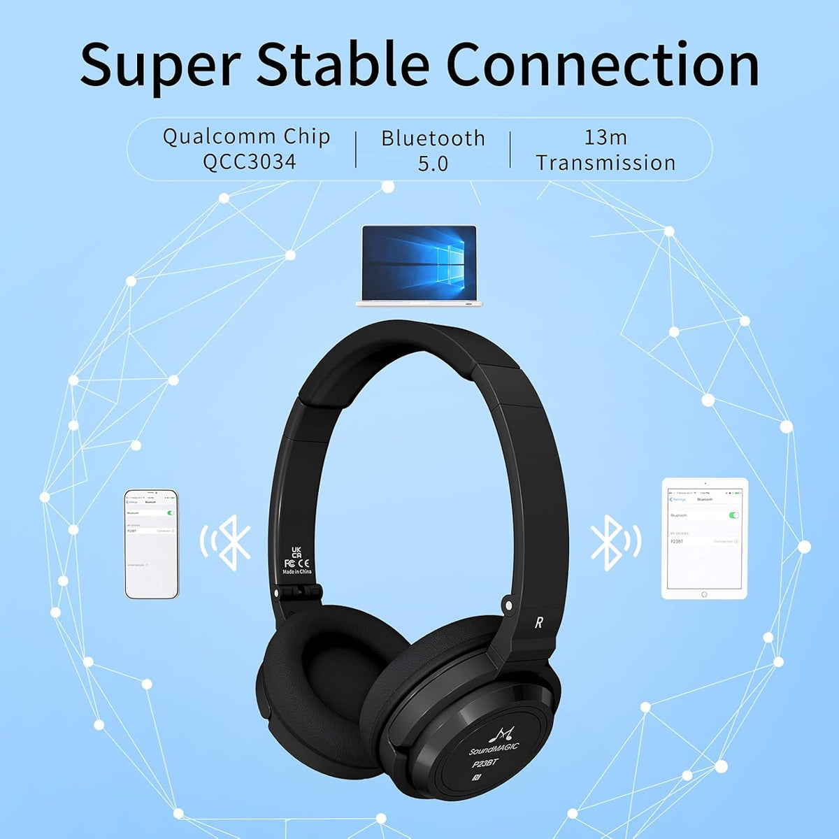 On Ear Bluetooth Headphones Wireless Noise Canceling Microphone Pack of 2 R96067