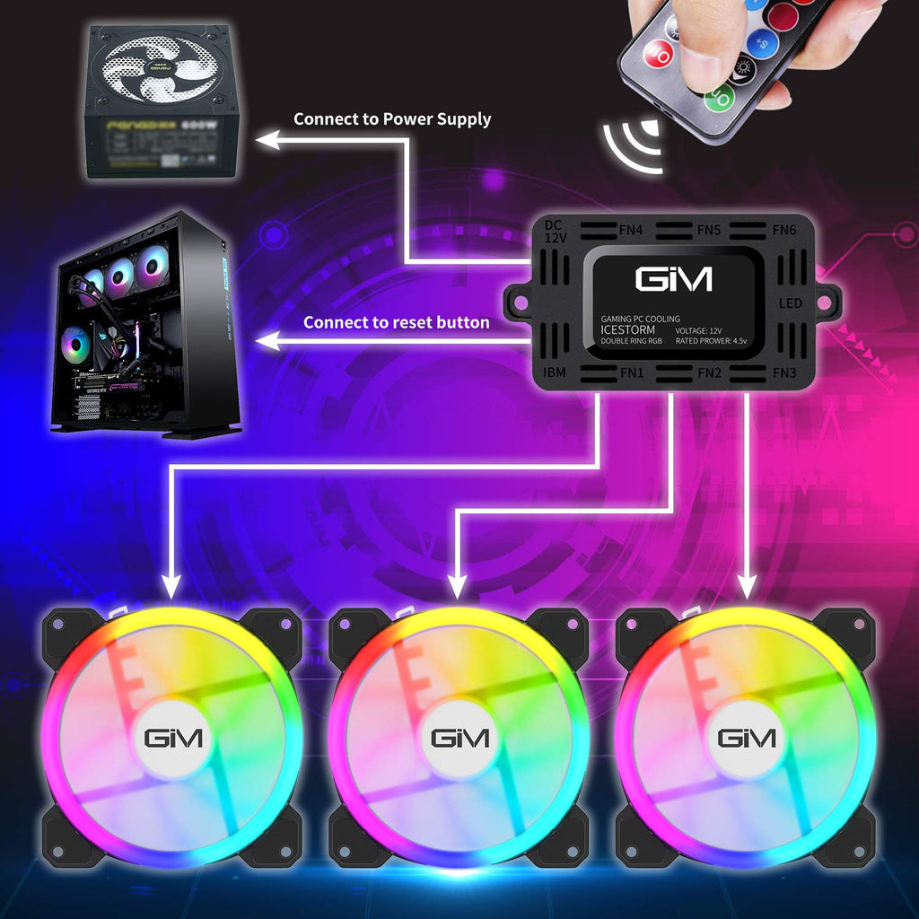 RGB Case Fans 3 Pack 120mm PC Computer LED Fan S931089