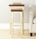 Antiqued White and Dark Brown Nesting Tables N985