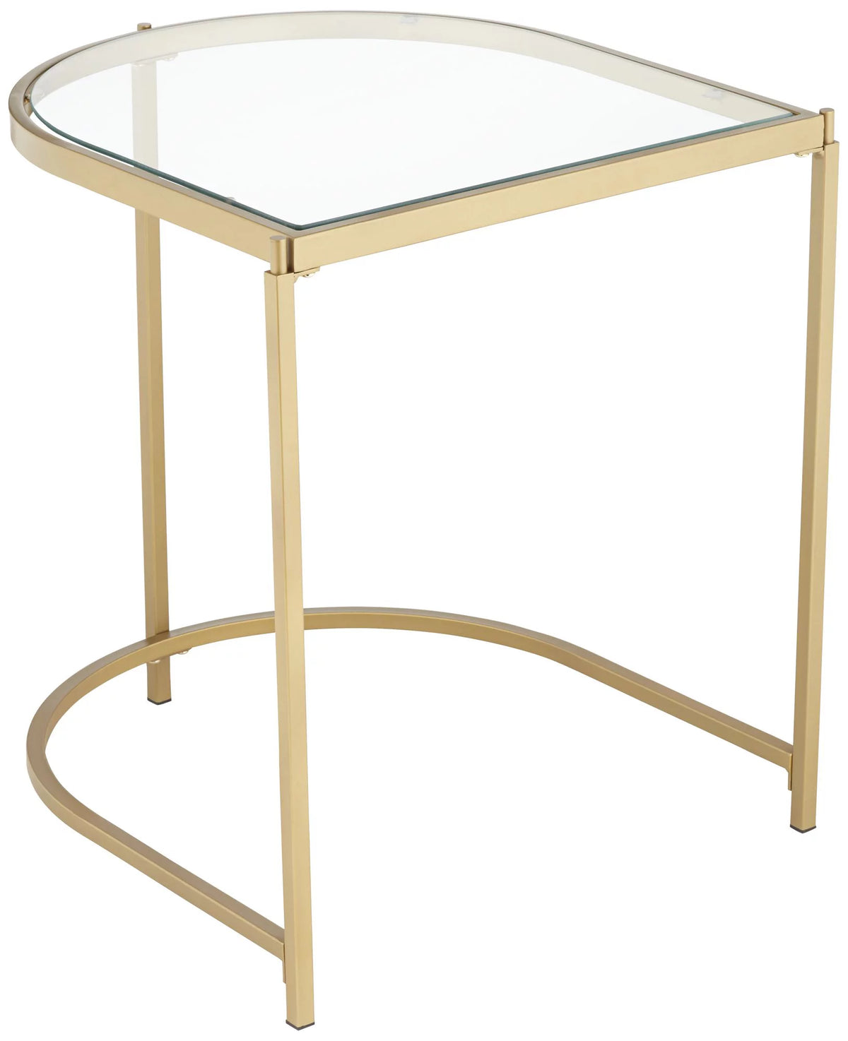 Modern Metal Nesting Tables Set of 2 Gold Clear Tempered Glass T8380