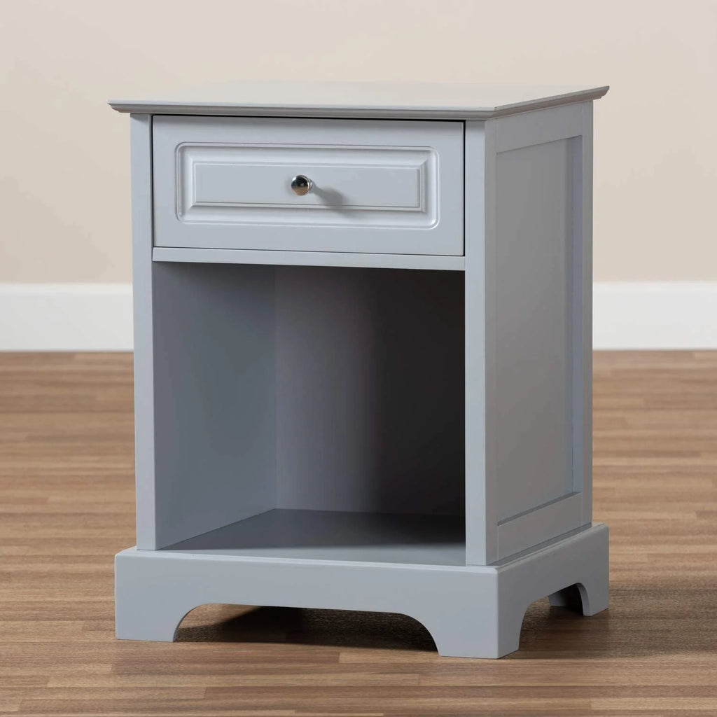 Light Grey 1-Drawer Wood End Table O36815
