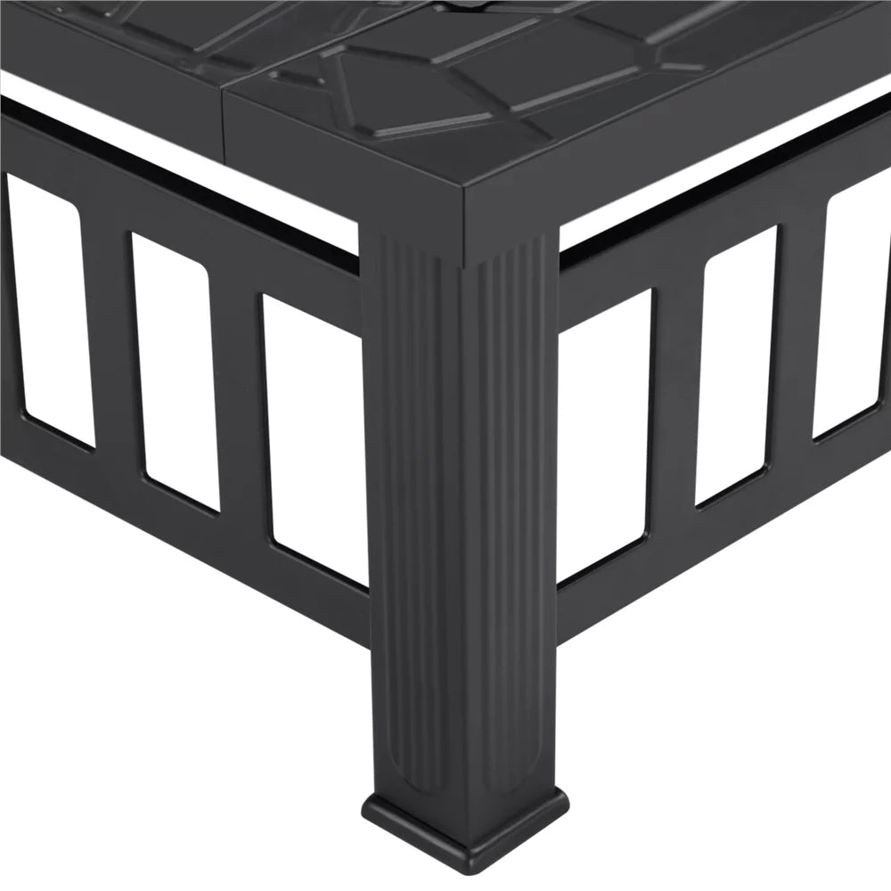 32'' Black Metal Square Fire Pit with Cover U2898
