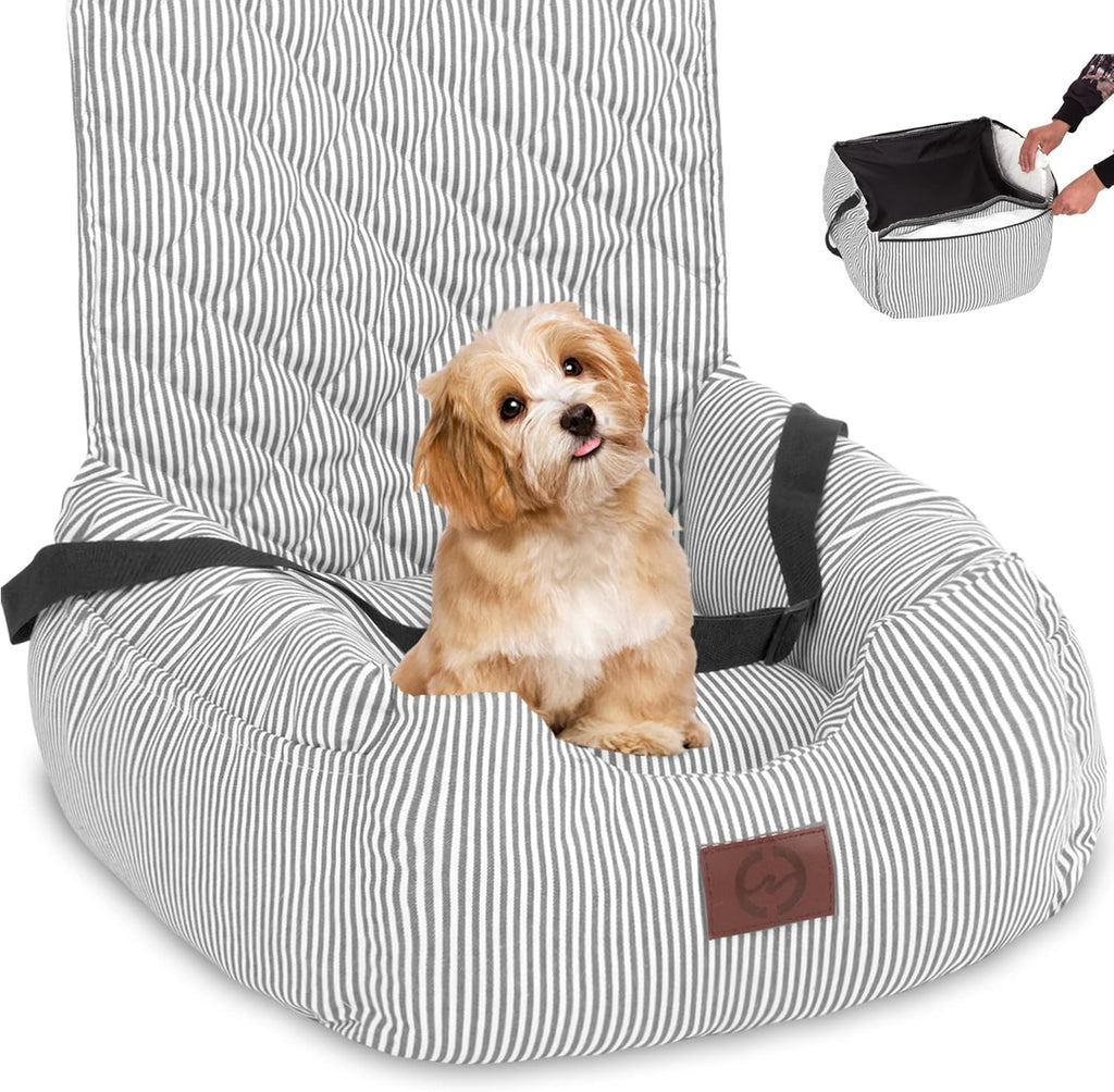 Washable Dog Car Seat with Storage Pockets and Safety Leash Q34520