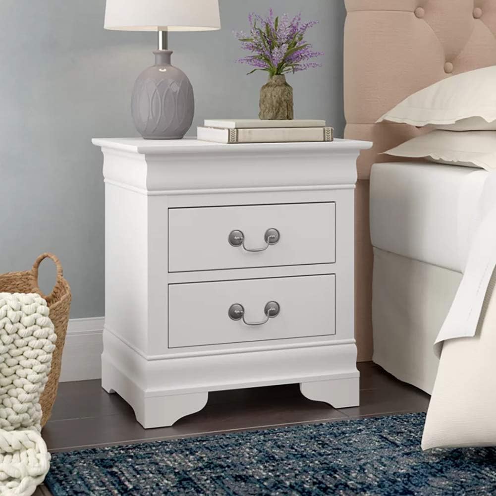 2 Drawer Gray Wooden Nightstand H44075