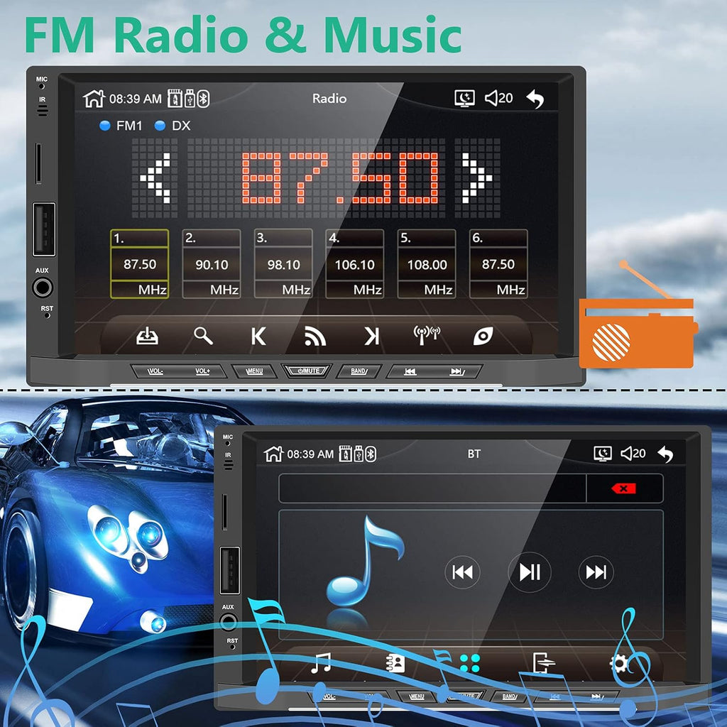 Double Din Car Stereo with 7” Touchscreen and Backup Camera S921026