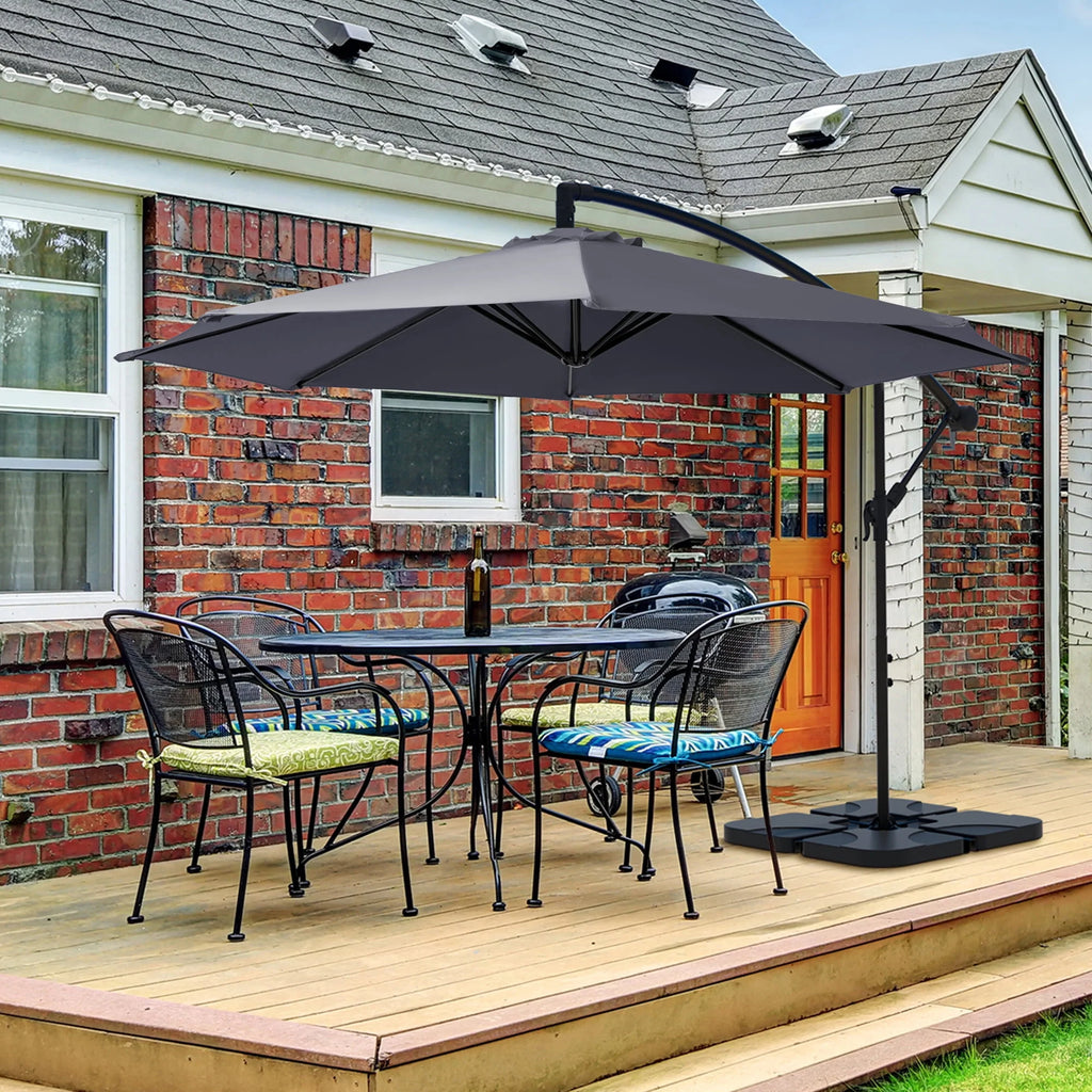 10ft Heavy Duty Offset Cantilever Patio Umbrella with 4-Piece Base, Beige O507