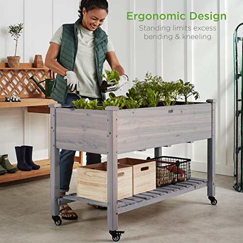 48x24x32-inch Mobile Elevated Wood Planter V849285