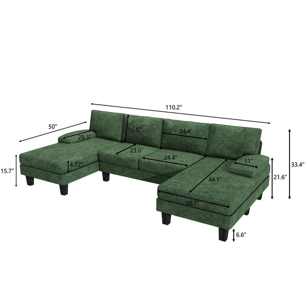 Gray Chenille U-Shape Sectional Sofa S793