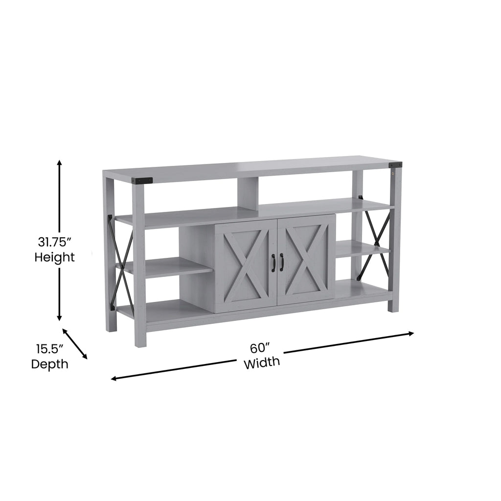 Coastal Gray TV Stand with Adjustable Shelf and Storage K582