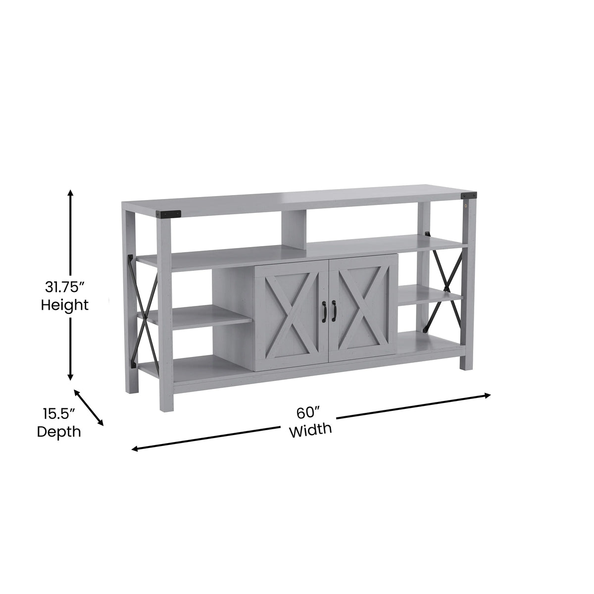Coastal Gray TV Stand with Adjustable Shelf and Storage K582
