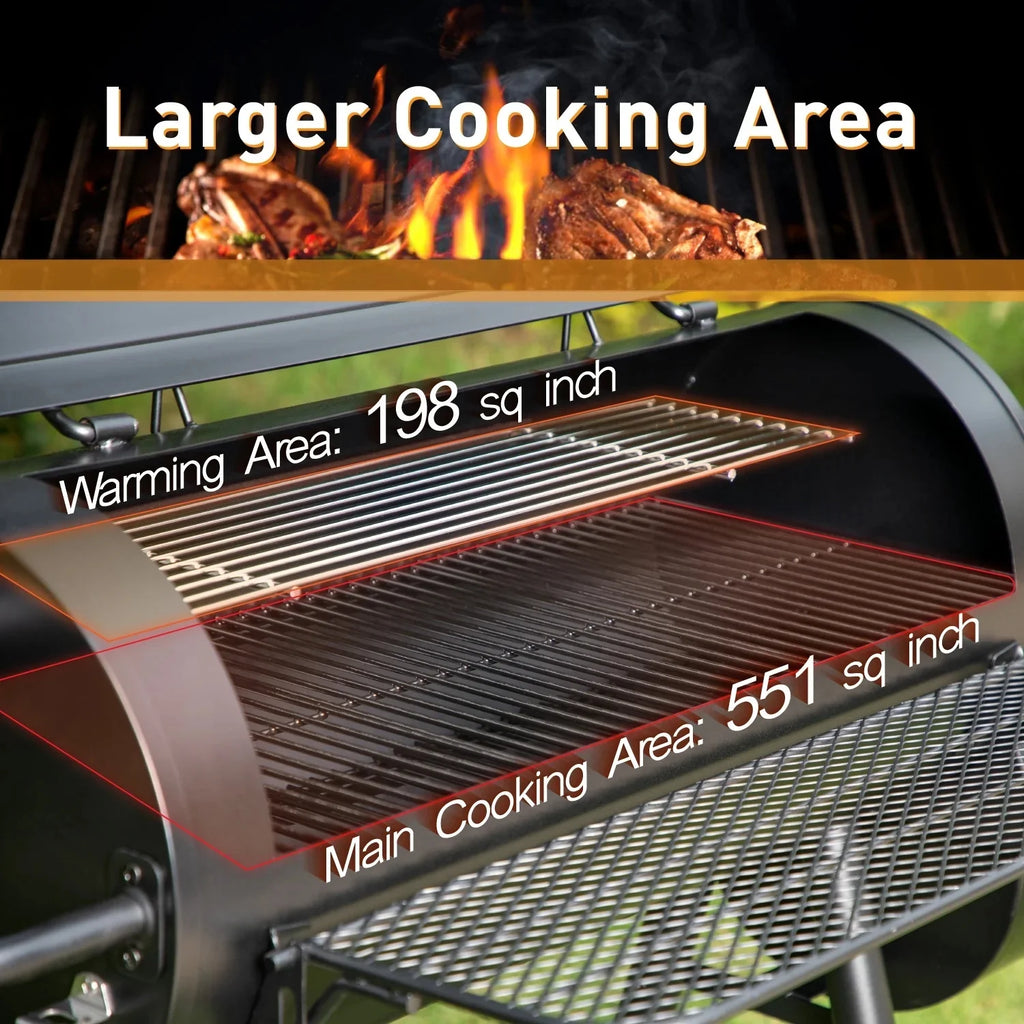 Charcoal Grill with Offset Smoker Black T294059
