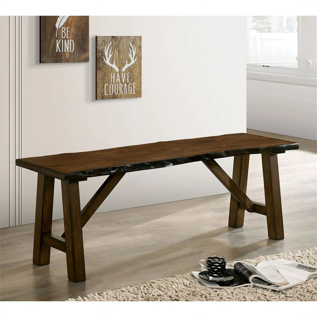 Rustic Wood Rectangle Dining Bench in Walnut S453548