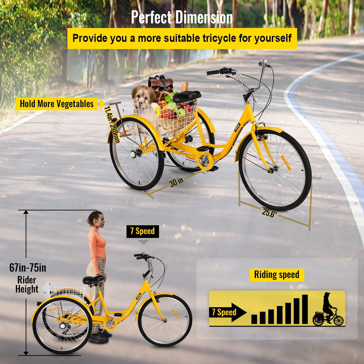 26in 7 Speed Adult Tricycle with Basket O9115