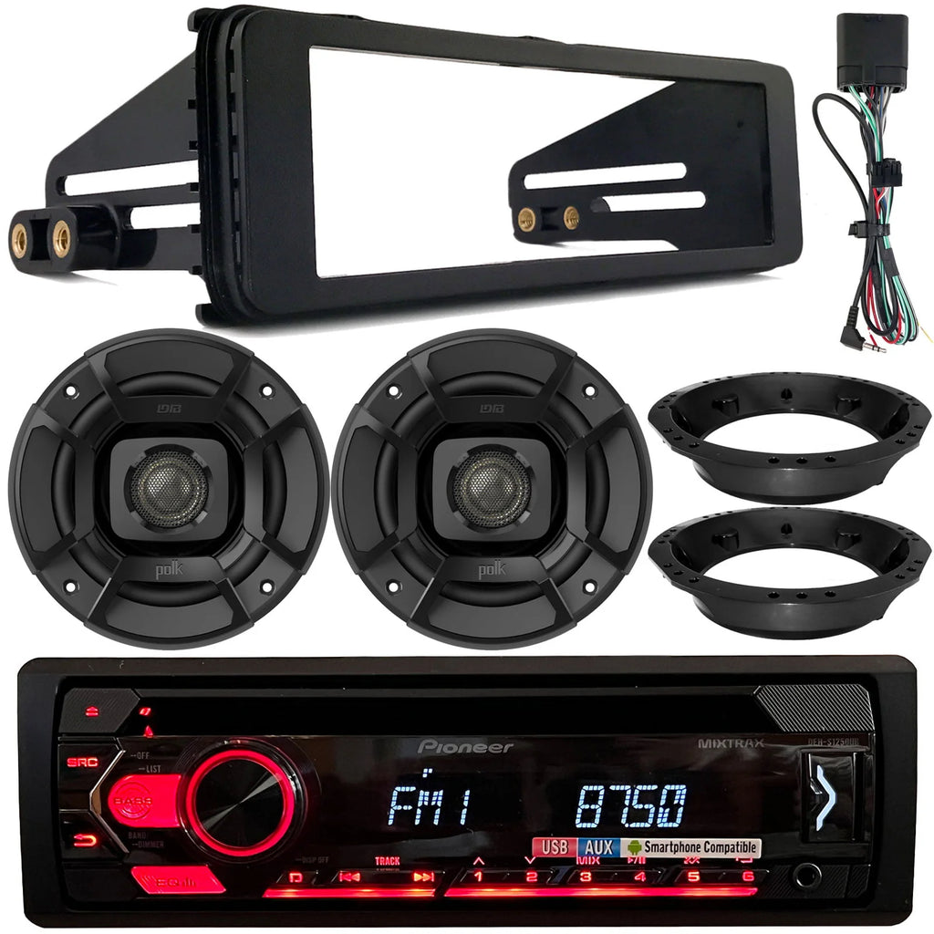 Single DIN AM/FM CD Receiver with 6.5 Marine Speakers and Install Kit X795958
