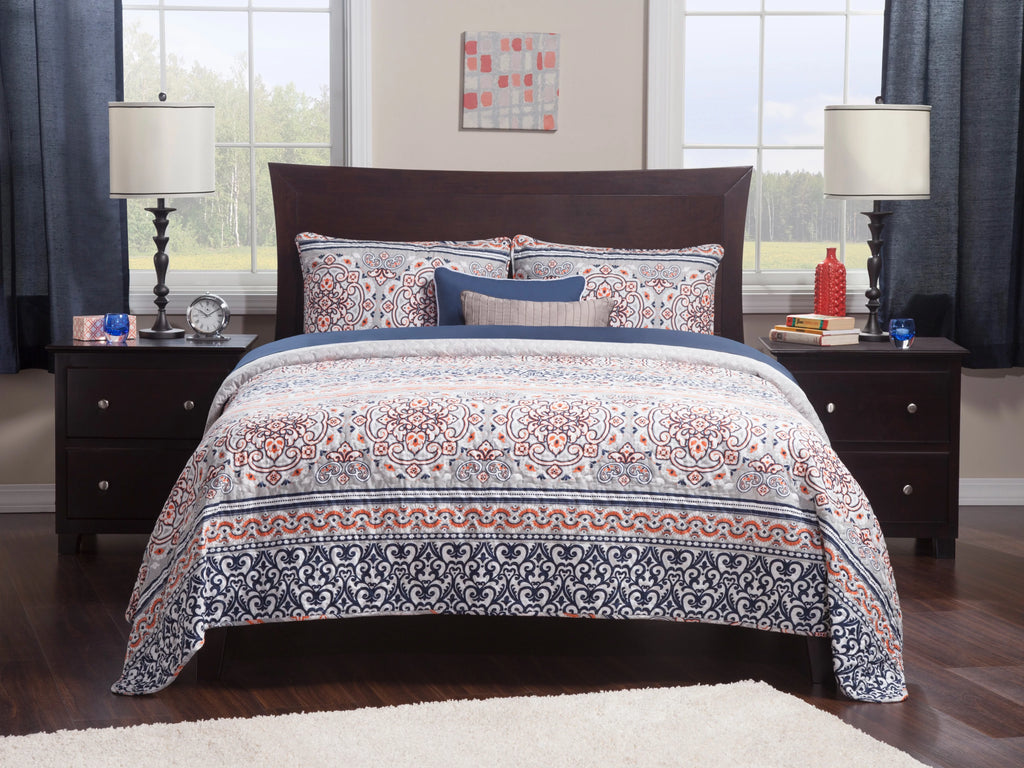Full Low Profile Wood Platform Bed Frame with Panel Headboard A44427
