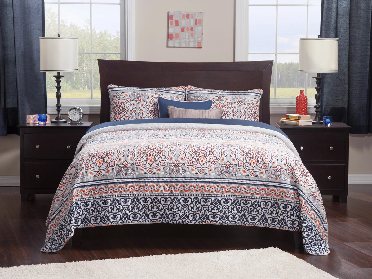 Full Low Profile Wood Platform Bed Frame with Panel Headboard A44427