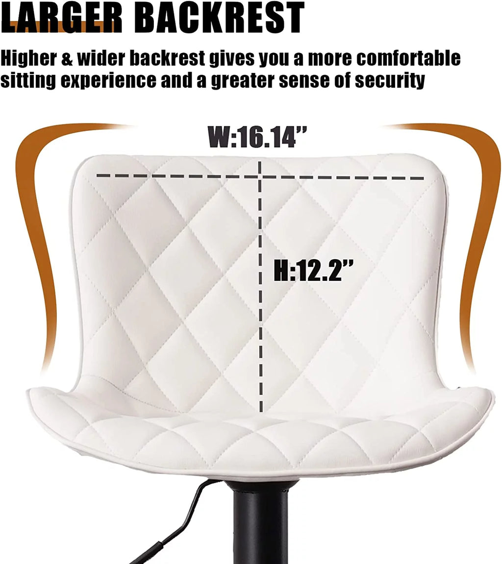 Adjustable White PU Leather Bar Stools Set of 2 F6051