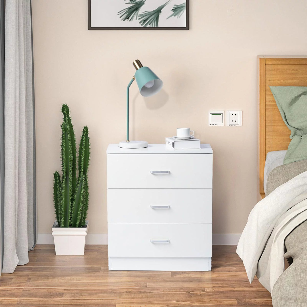 Set of 2 White 3 Drawer Dresser K78042