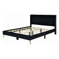 Solid Wood & Velvet Platform Queen Bed in Black K283339