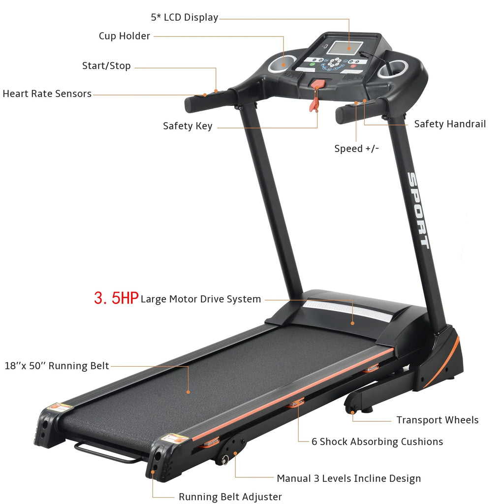 Folding 3.5HP Treadmill with Incline P230695