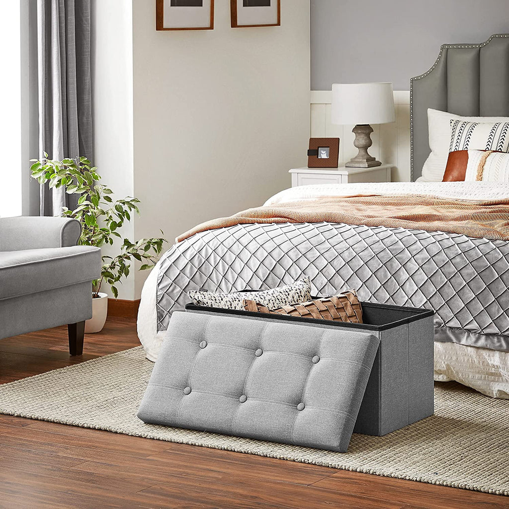 Light Gray Folding Storage Ottoman T91815