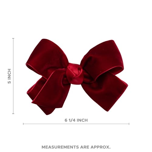 Velvet Hair Bows with a Knot Wrap Center on a Clip, 6 Inch, Red F32821