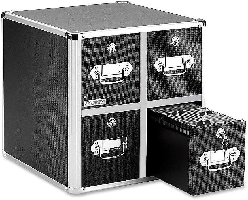 Locking CD File Cabinet, 4 Drawers, Black K507