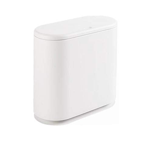 12 Liter White Plastic Trash Can with Press Top Lid F220727