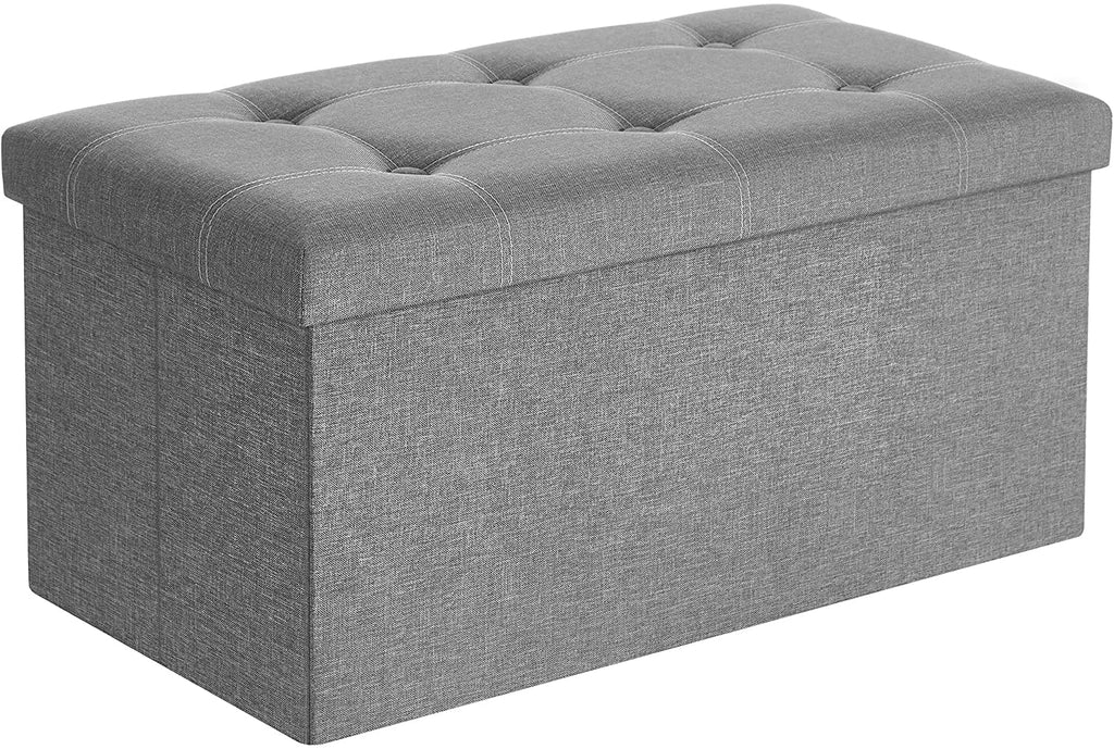Light Gray Folding Storage Ottoman T91815