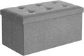 Light Gray Folding Storage Ottoman T91815