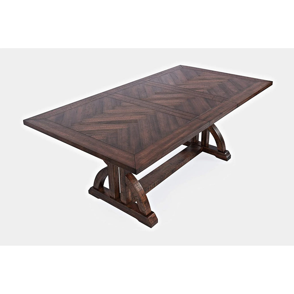 Distressed Acacia Herringbone Dining Table F6428