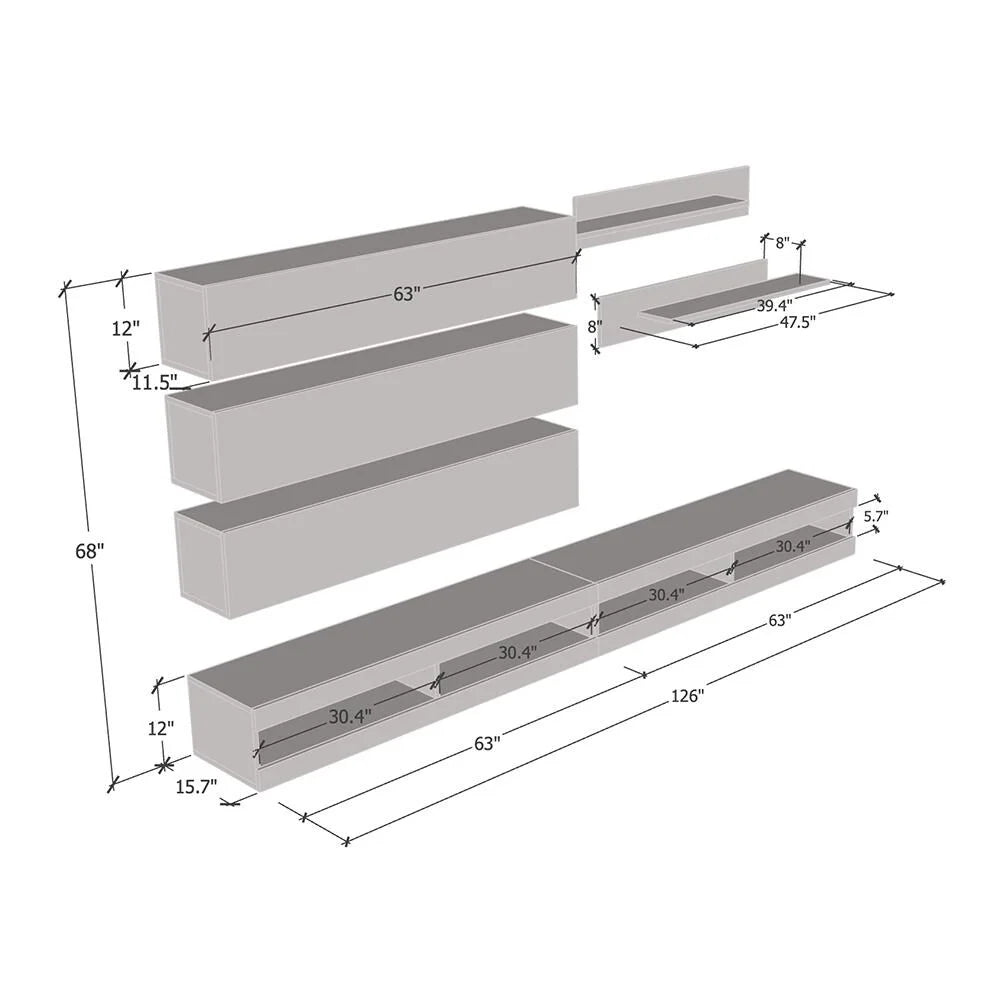 Oak Wall Mounted Floating Entertainment Center B86246