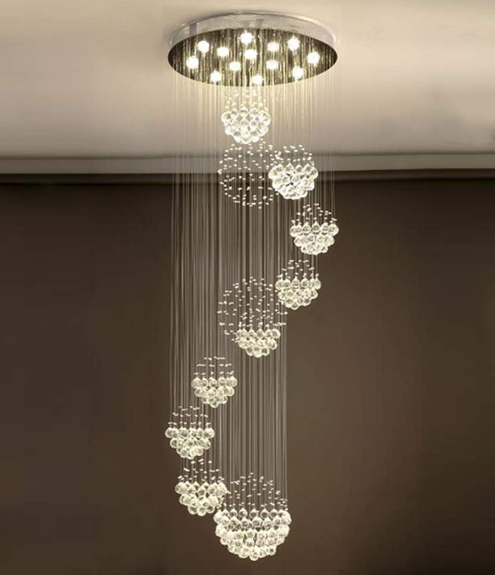 Modern Spiral Crystal Chandelier Large Flush Mount Ceiling Light Fixture A9515