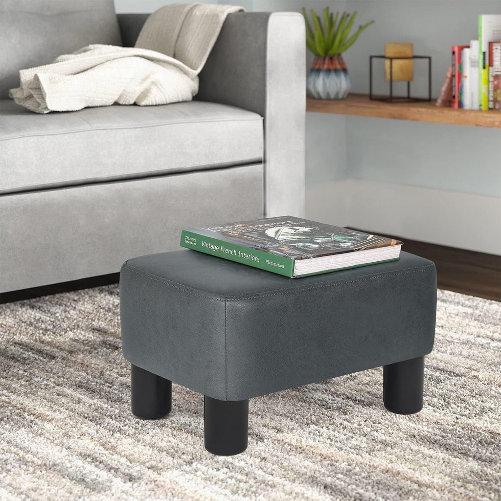 Fabric Rectangular Ottoman Footstool Dark Gray H901