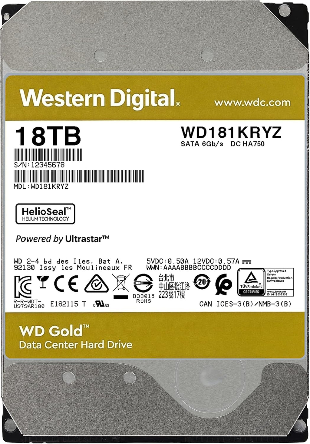 12TB 7200 RPM SATA 6 Gb/s 256 MB Cache 3.5 Internal Hard Drive O3851