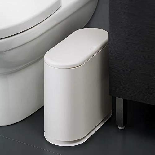 12 Liter White Plastic Trash Can with Press Top Lid F220727
