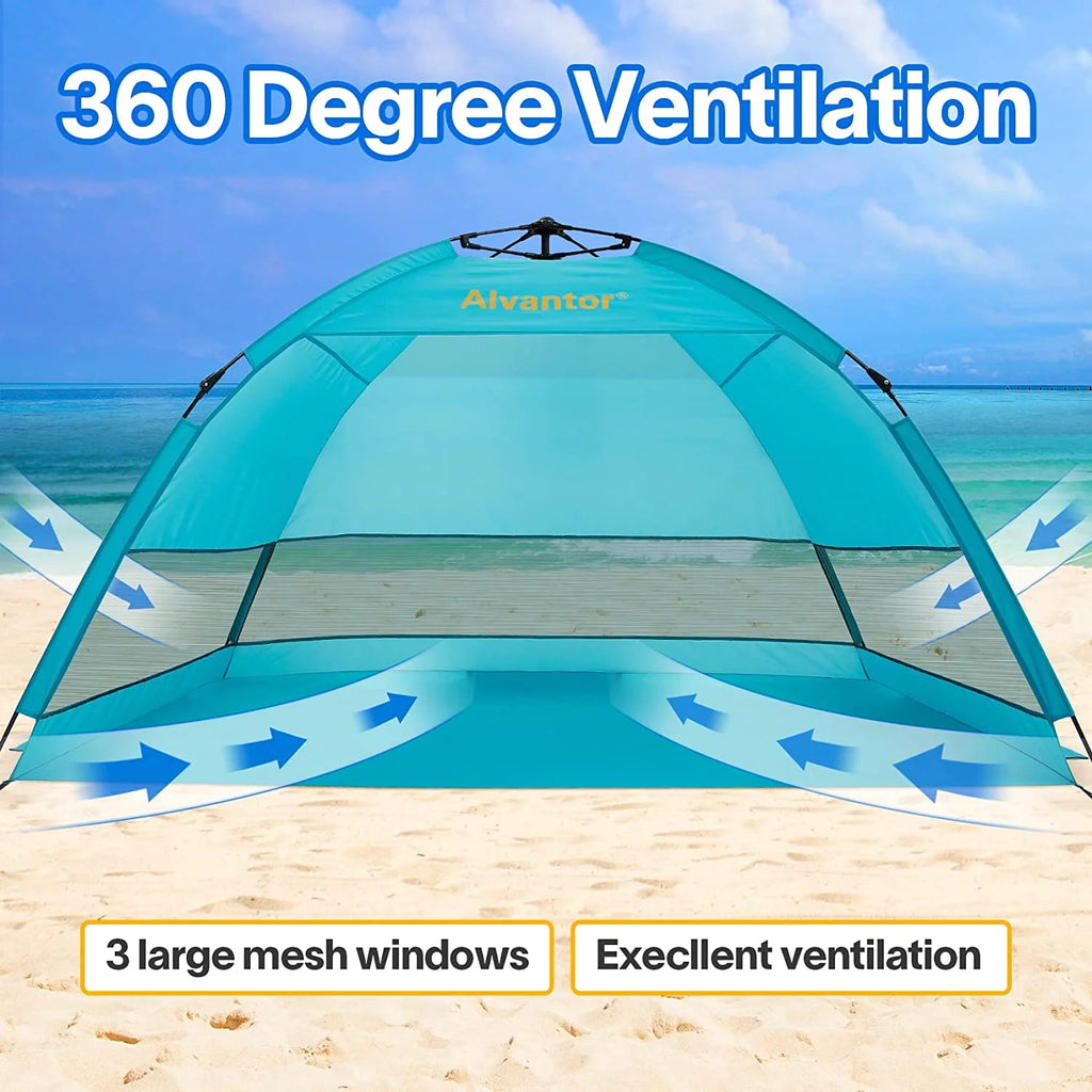 Beach Umbrella Tent Automatic Pop Up Sun Shelter UPF 50+ Canopy Y724165