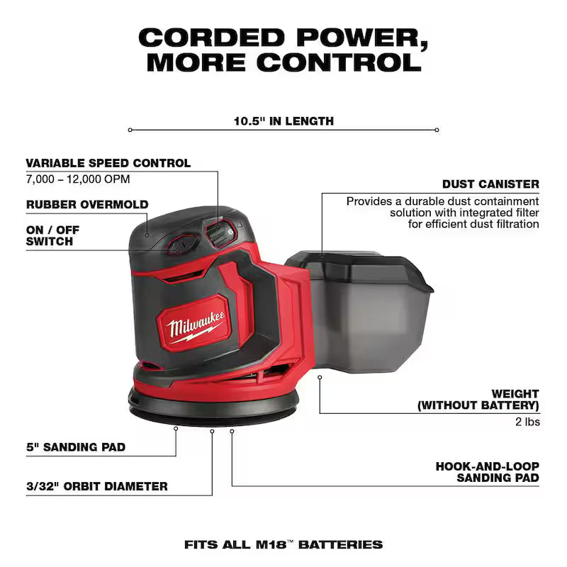 18V Cordless Random Orbit Sander with Battery and Charger U450833