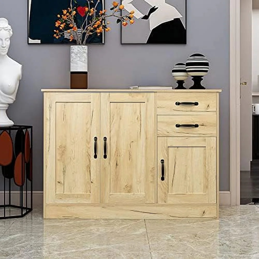 Wood Buffet Sideboard Cabinet with Adjustable Shelves E792491