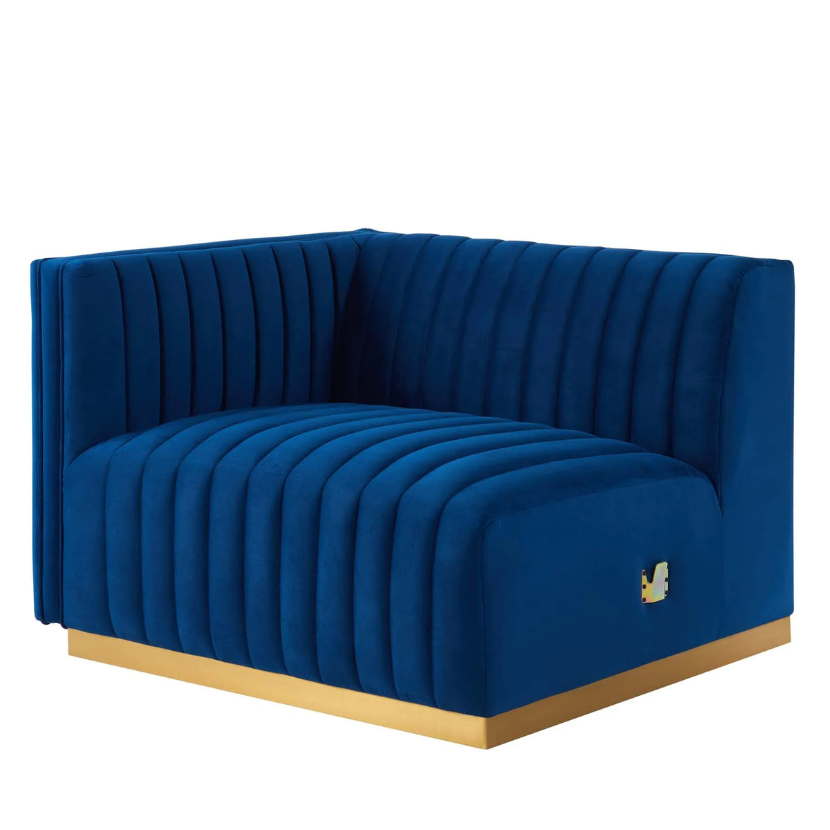 Gold Navy Velvet 4-Piece Sectional L14725