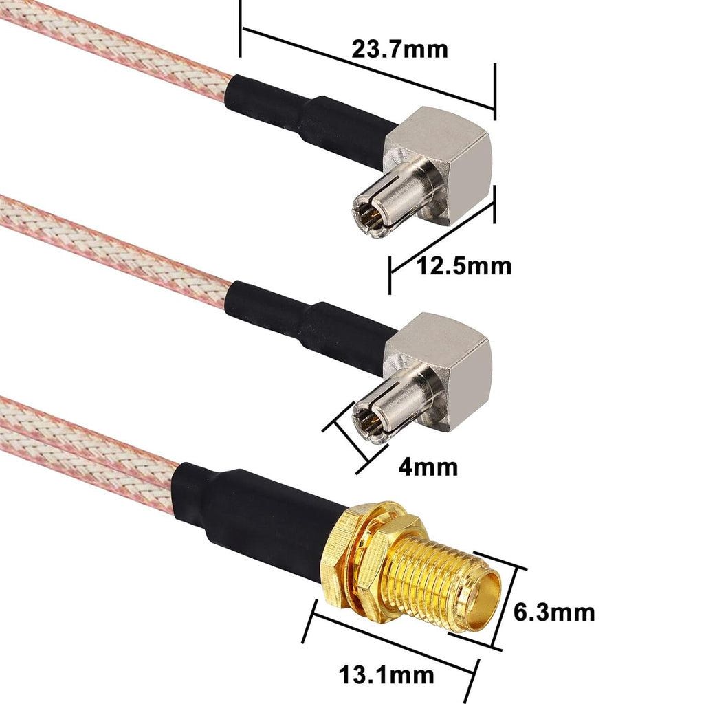 4G LTE Router Antenna TS9 to SMA Female 90 Degree Coaxial Splitter Cable RG316 6 inch O87530