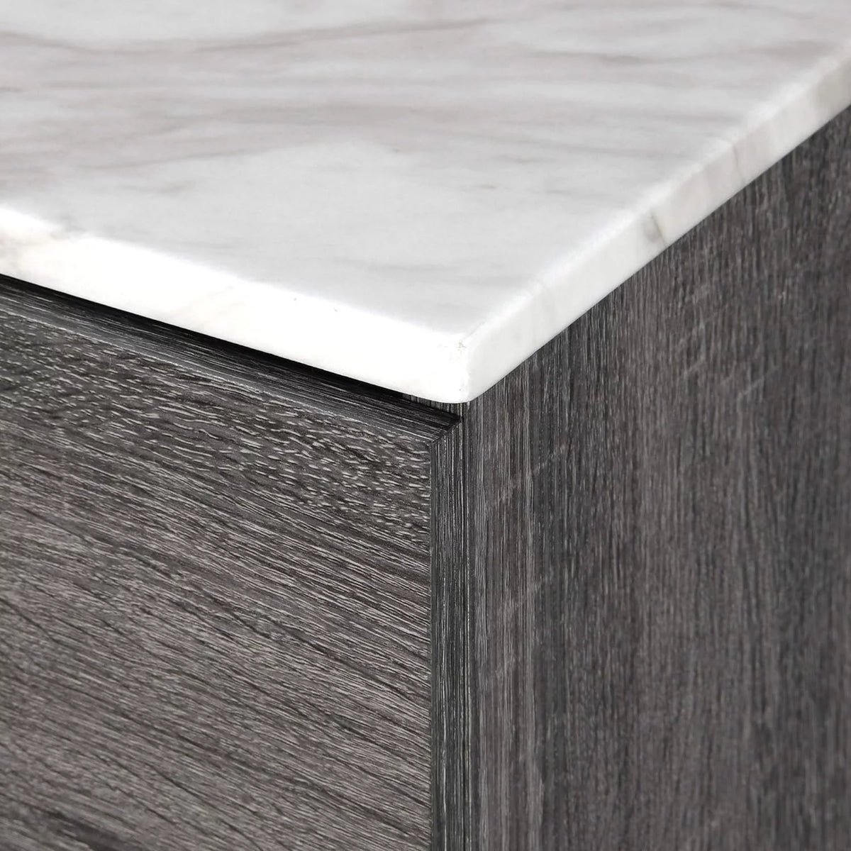 2 Drawer Gray Marble Top Side Table J80720