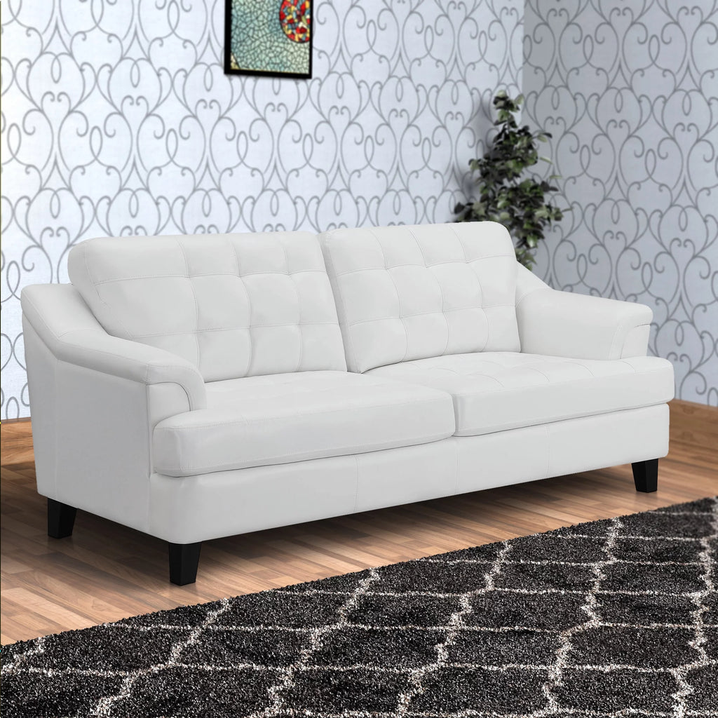 White and Black Faux Leather Upholstered Wooden Sofa Z31171