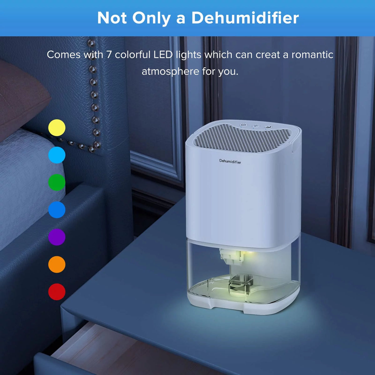 35oz Portable Mini Dehumidifier with 7 LED Lights B21243