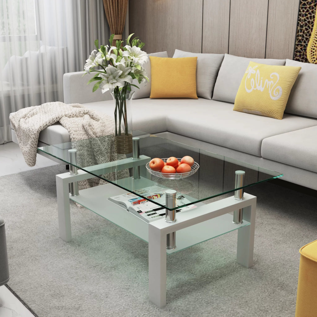 White Glass Top Coffee Table B26263