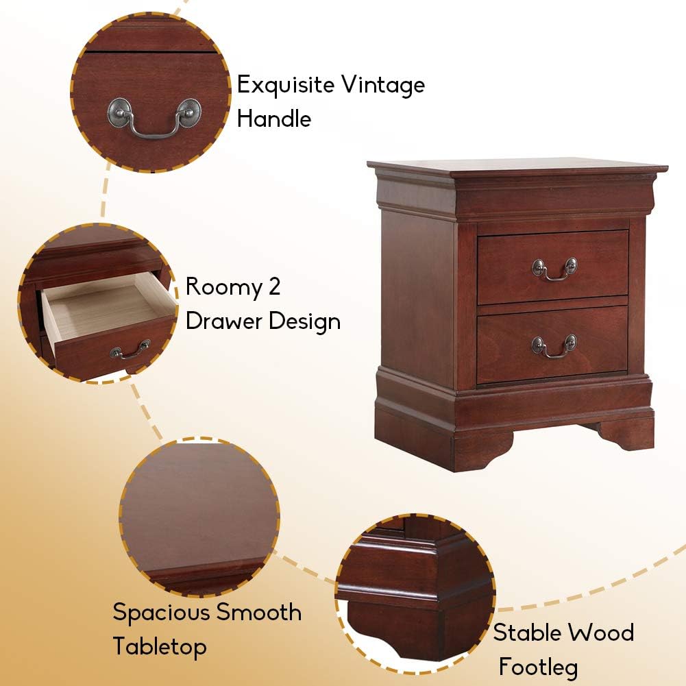 2 Drawer Gray Wooden Nightstand H44075